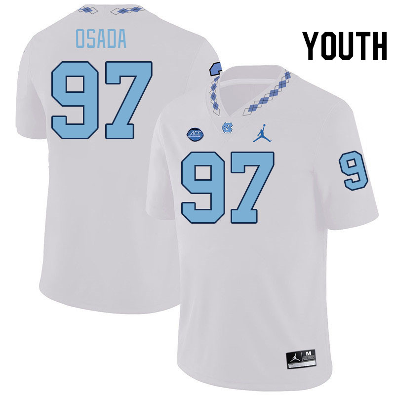 Youth #97 Lucas Osada North Carolina Tar Heels College Football Jerseys Stitched-White